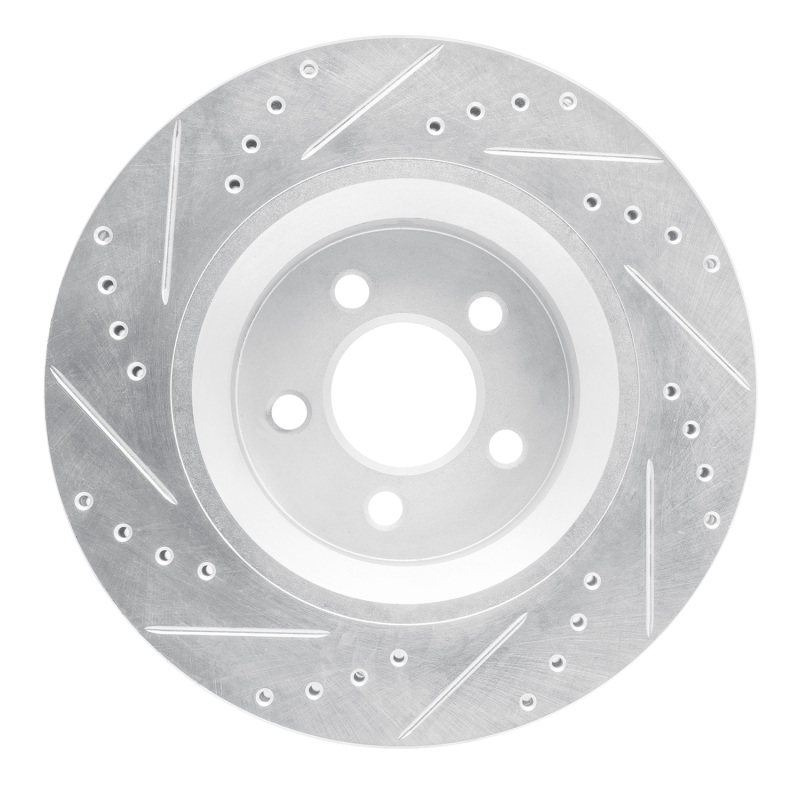 Jeep Liberty Brake Rotor (1) - Front Right - R1 Concepts - Drilled & Slotted - Silver - `11-`12